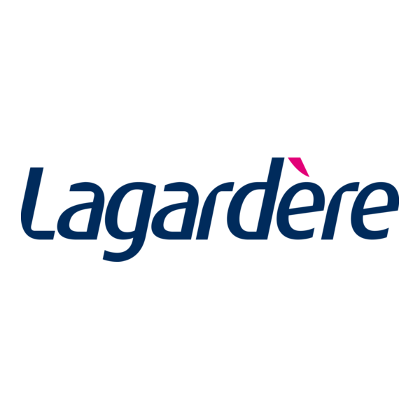 Logo Lagardère bleu et rose, identité visuelle moderne présentée par illumin-event en Occitanie