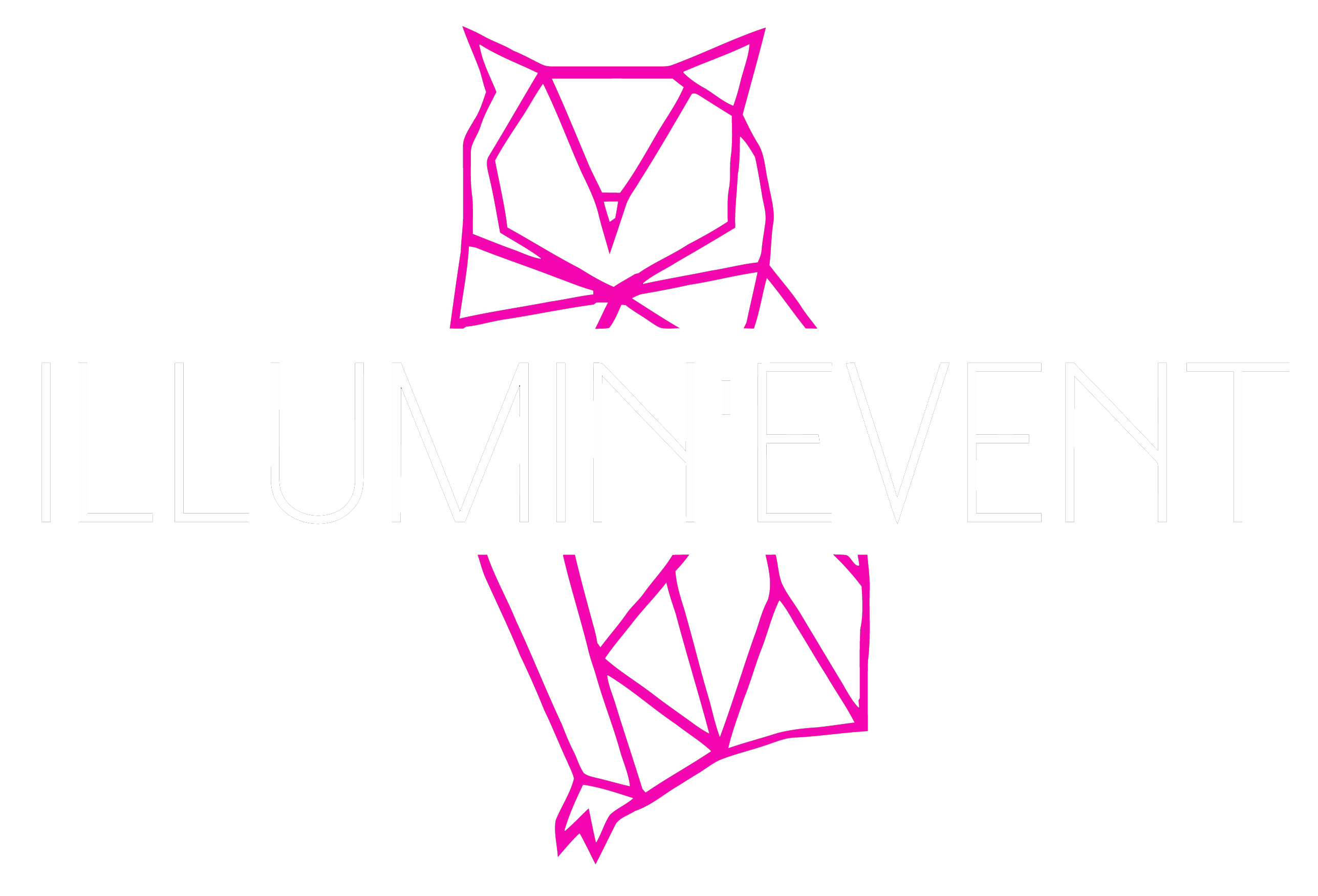 Logo hibou géométrique fuchsia illumin-event pour services événementiels en occitanie